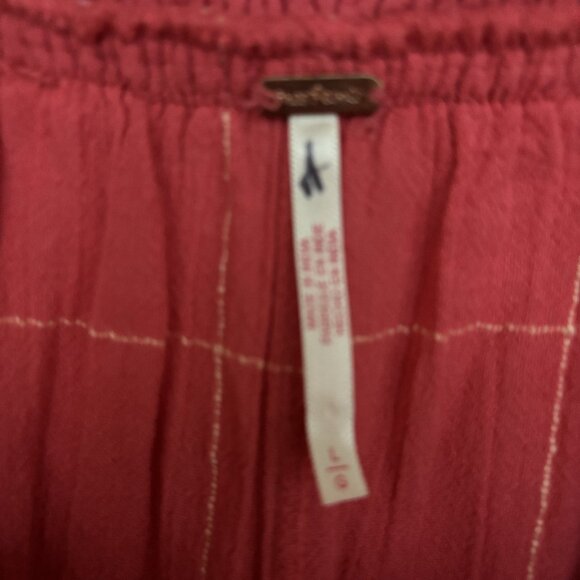 Free People Woman's Lunar Cove Multi Chic Red/Coral Wide Leg Pants LARGE - Picture 3 of 5